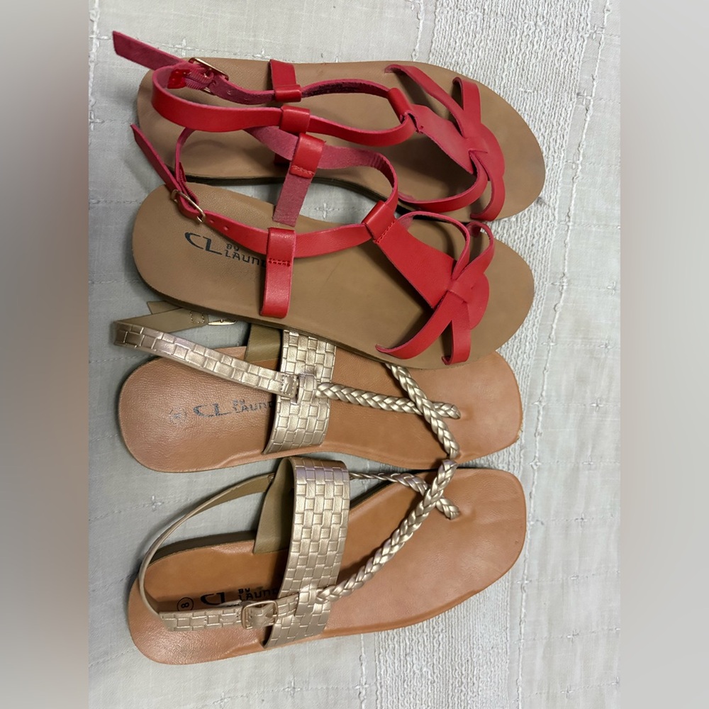 CL by Laundry Gold and Red sandal bundle